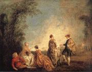 WATTEAU, Antoine An Embarrassing Proposal oil painting on canvas